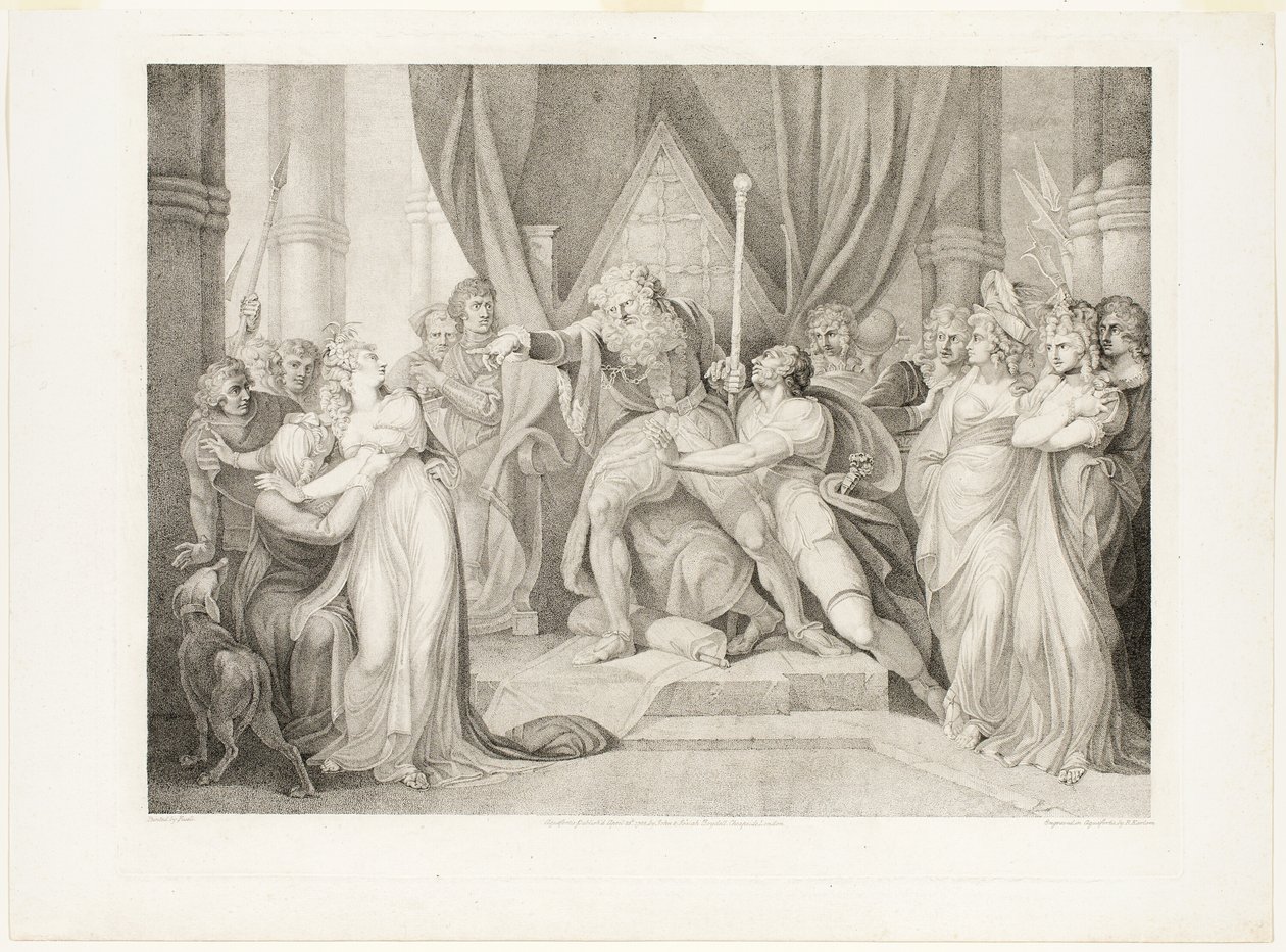 Lear kaster sin datter Cordelia ud af Richard Earlom