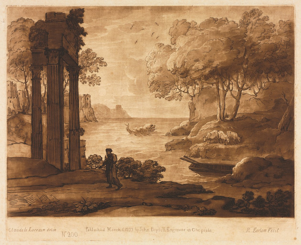 Liber Veritatis: No. 200, A View on the Sea Shore, with the Story of Jesus, 1777. af Richard Earlom