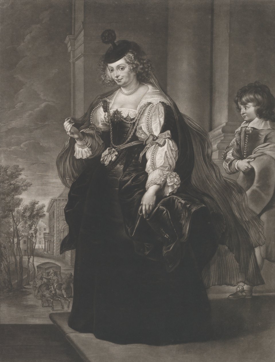 Portræt af Helena Fourment, med en ung side bag sig, 1782 af Richard Earlom