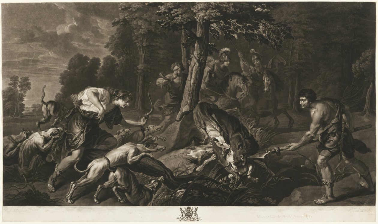 The Calydonian Boar Hunt, fra Houghton Gallery af Richard Earlom