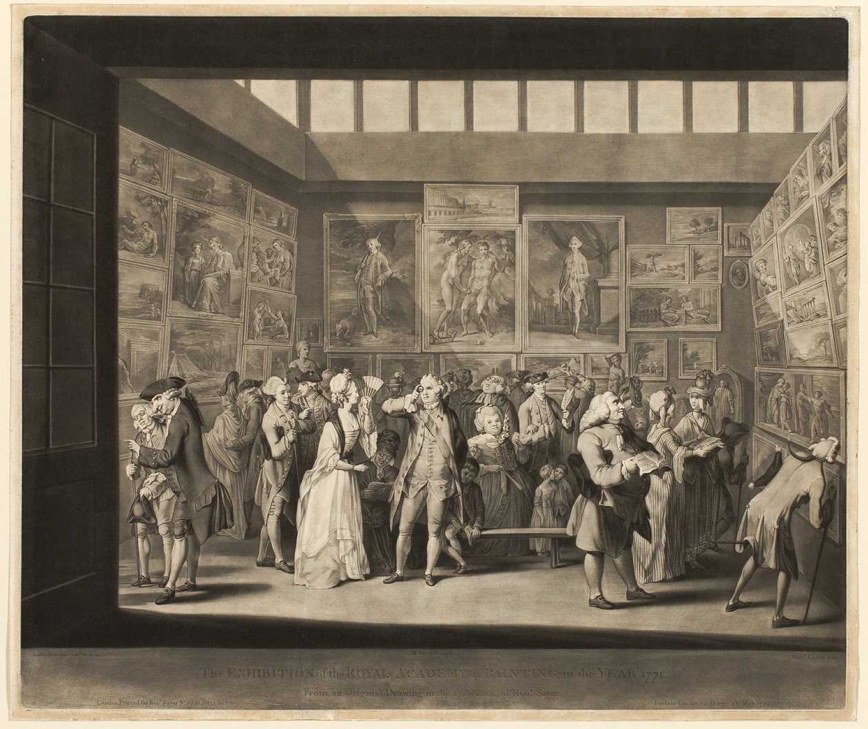 The Exhibition of the Royal Academy of Painting in the Year 1771 (Det Kongelige Maleris Akademis udstilling i 1771) af Richard Earlom