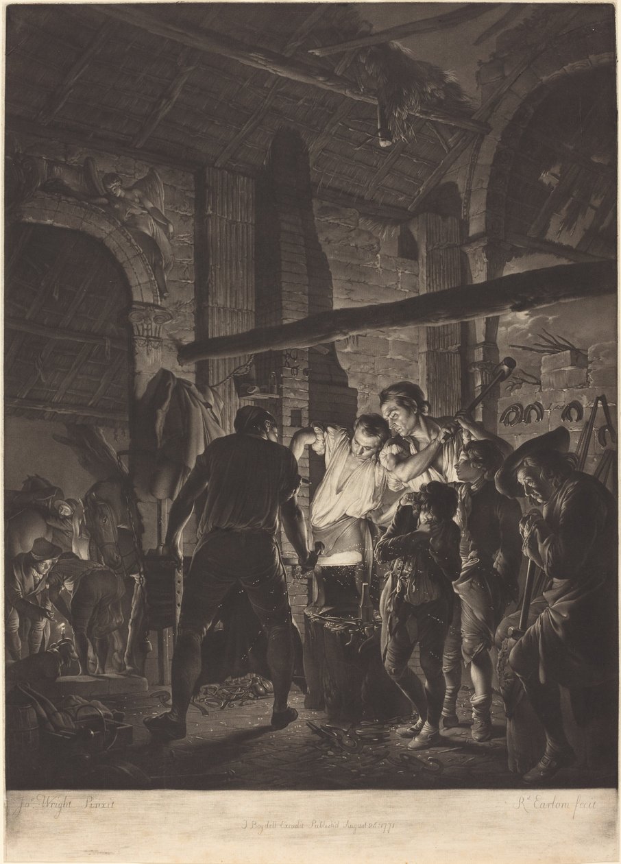 Smedeforretningen af Richard Earlom after Joseph Wright