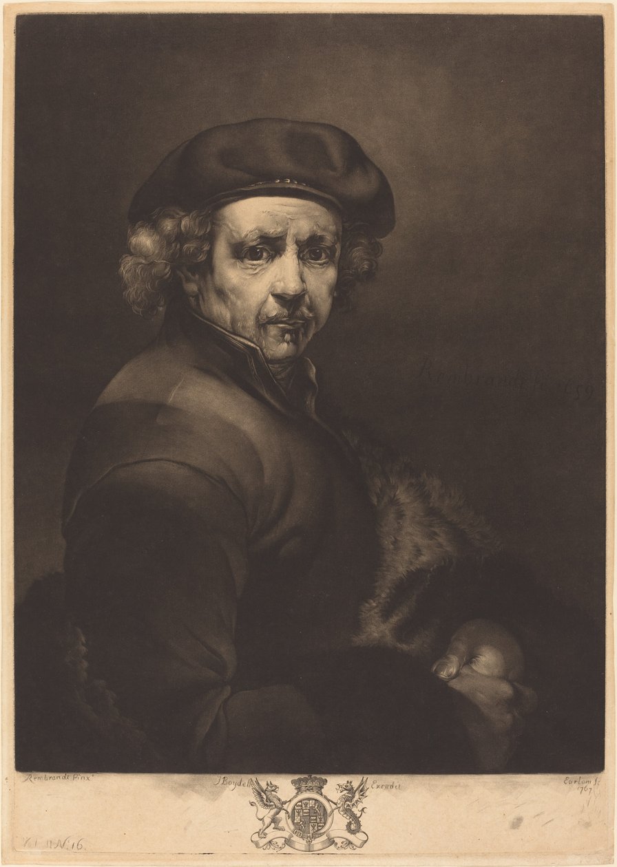 Rembrandt, selvportræt af Richard Earlom after Rembrandt van Rijn