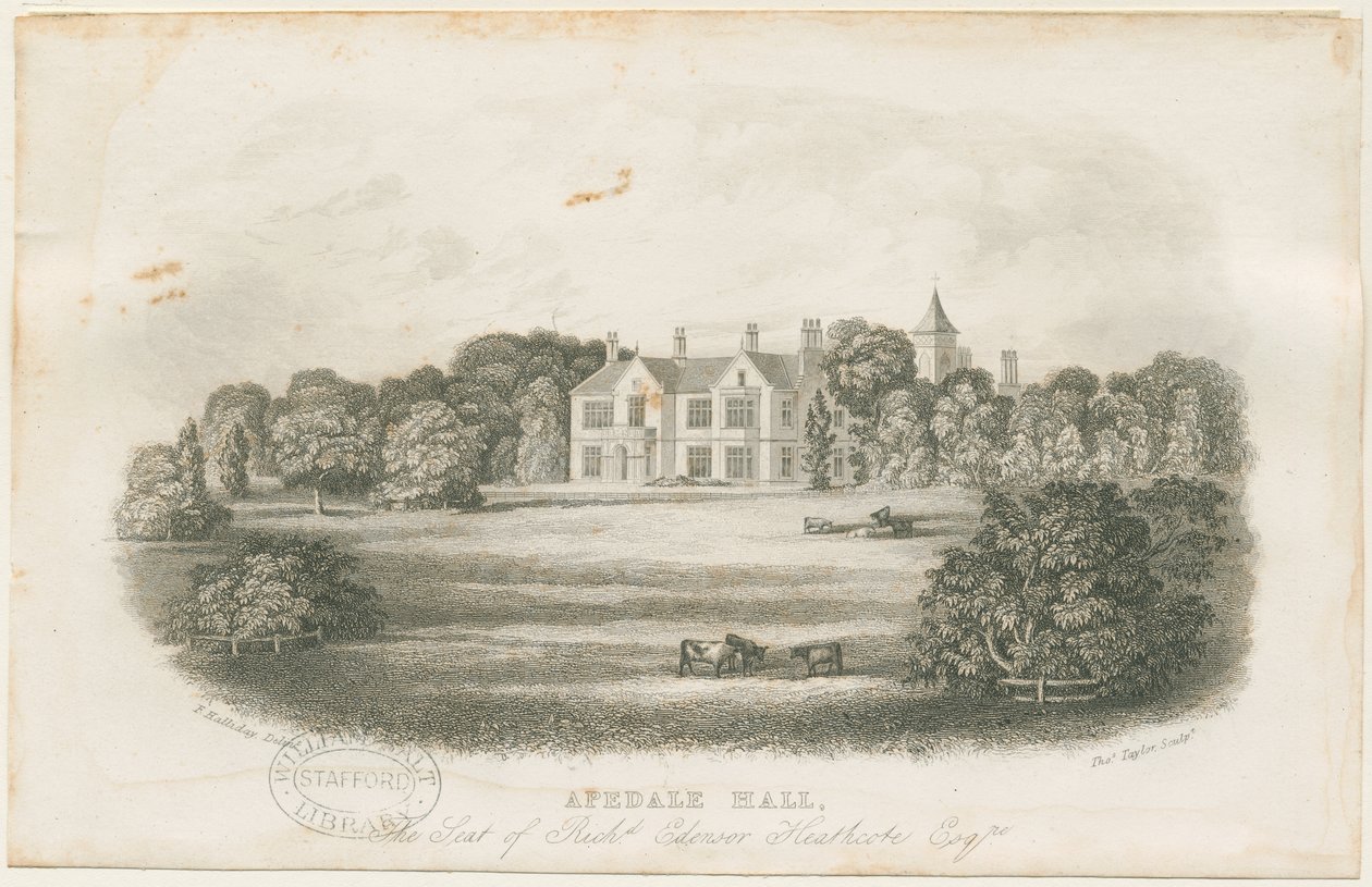 Apedale Hall House and Park: steel engraving, nd [? Late 18th cent] dani af Richard Edensor Heathcote