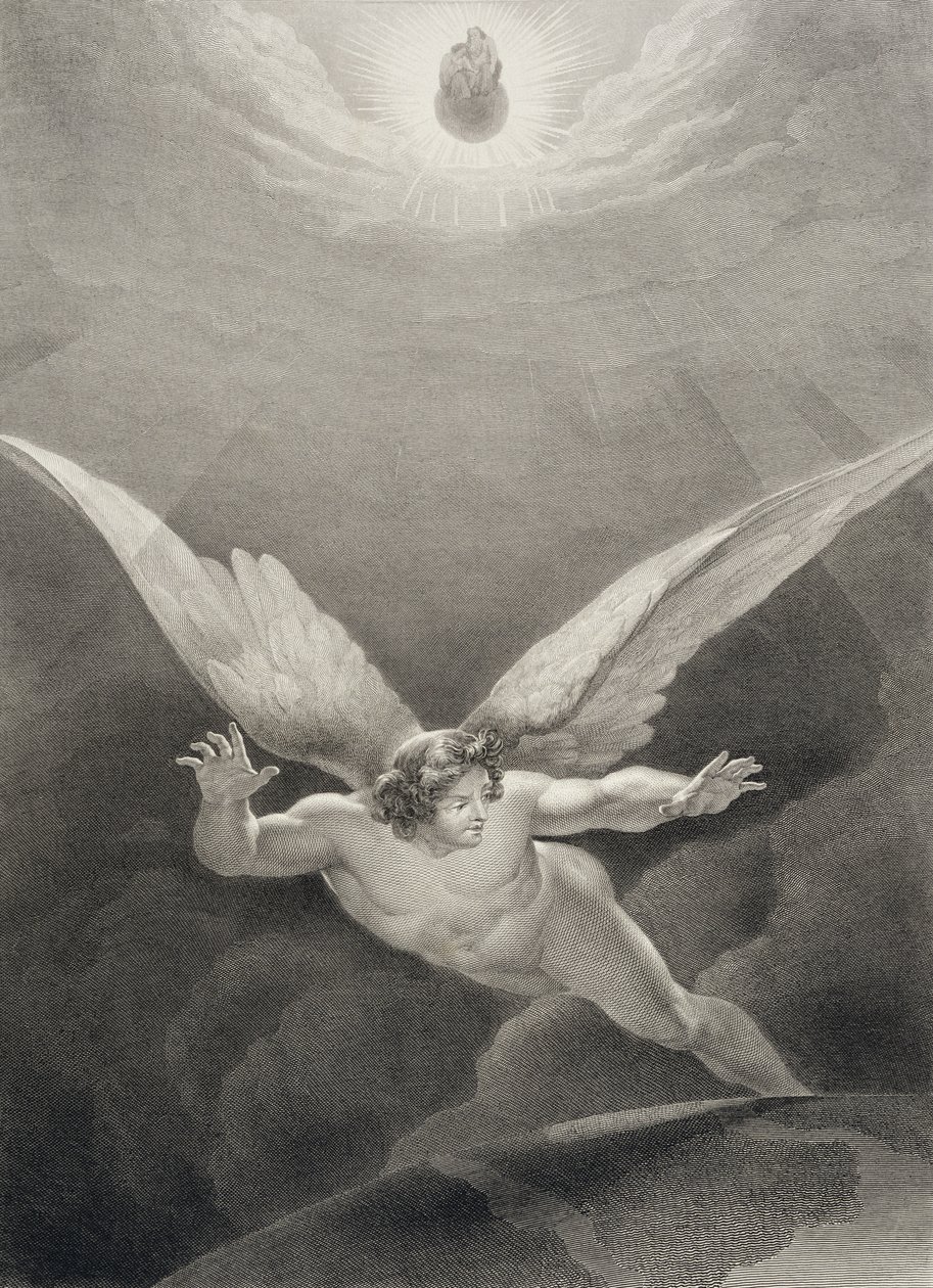 Satan springer over himlens mure fra en fransk udgave af 