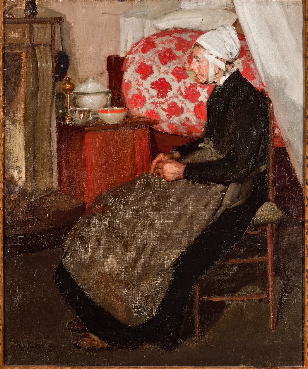 Gammel hollandsk kvinde (olie på lærred af Richard Emil Miller
