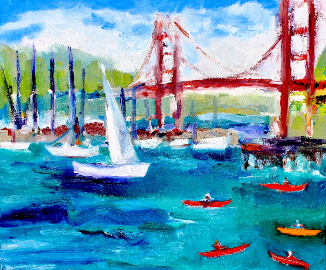Golden Gate Bridge i tåge, 2019 af Richard Fox