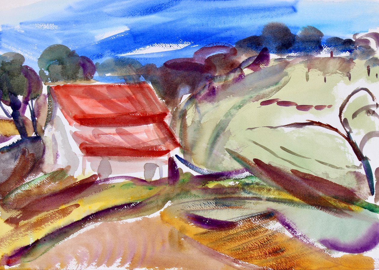 Hus med rødt tag, Sonoma, 2018 af Richard Fox