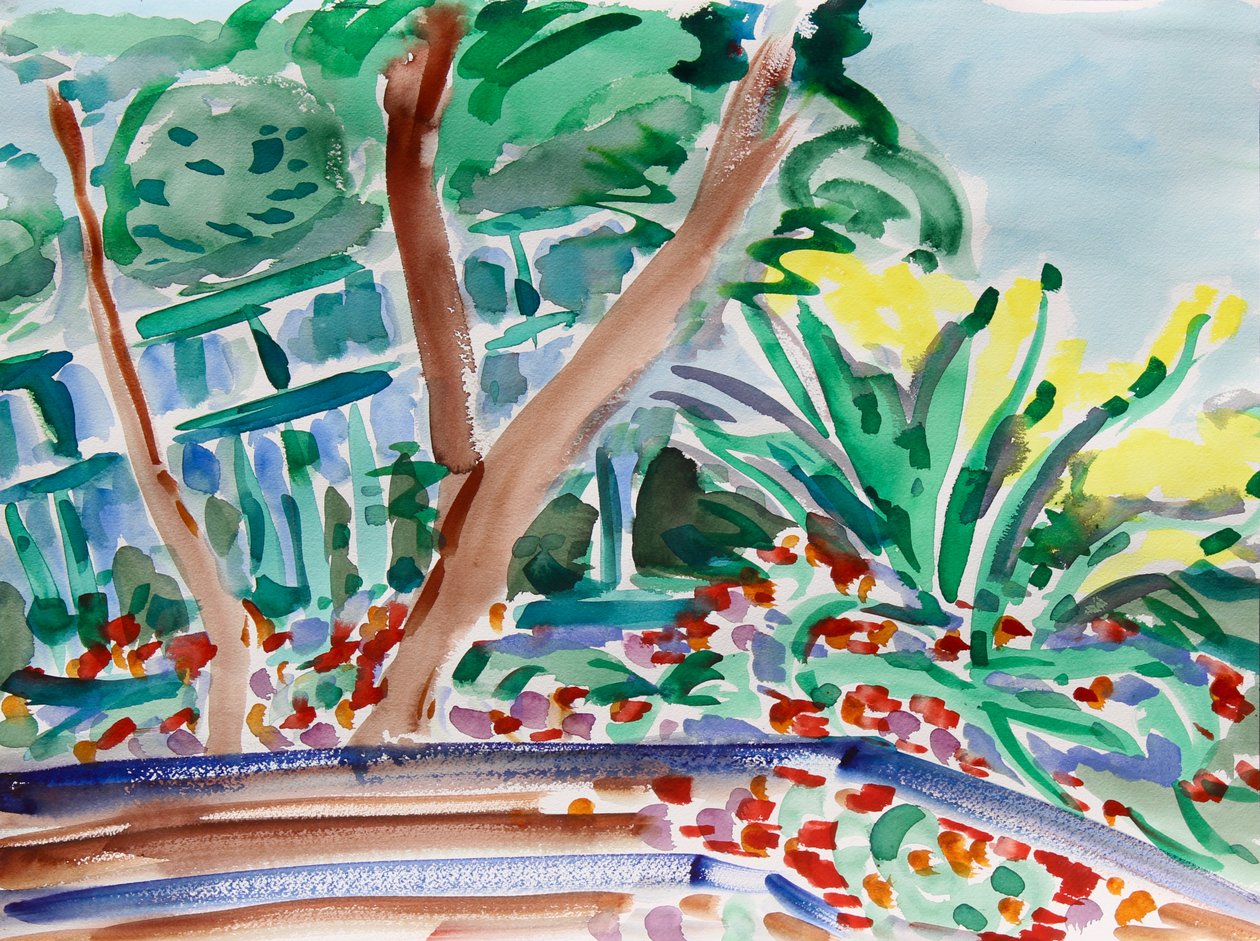 Forårsblomster, 2021 (akvarel på papir) af Richard Fox