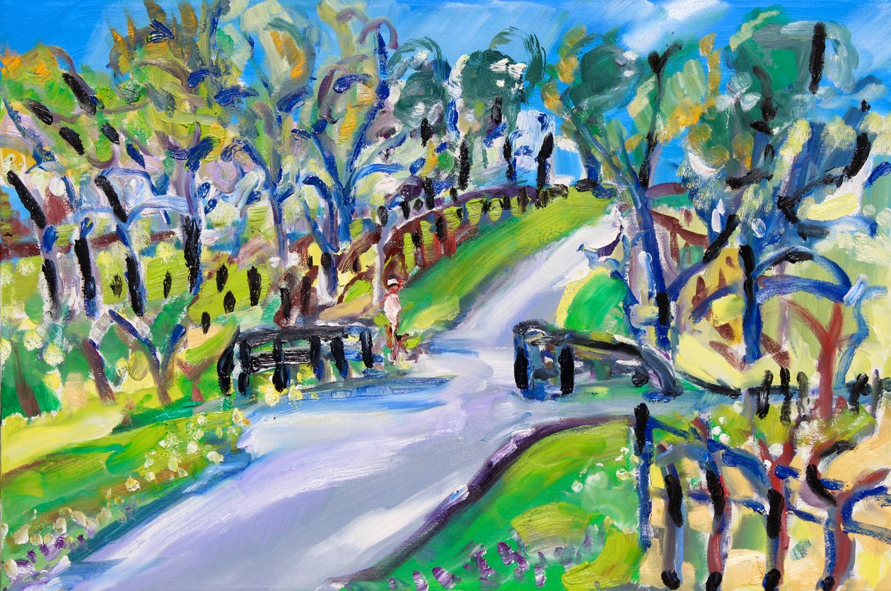 Walking up the Road, 2021 (olie på lærred) af Richard Fox