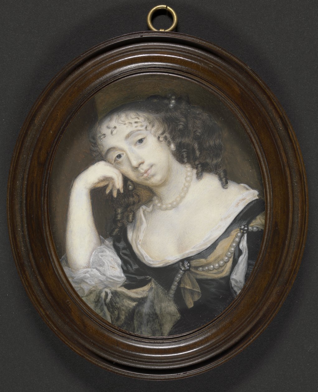 Elizabeth Dormer, grevinde af Carnarvon (d.1677) (nee Capel), ca. 1665 (kropsfarve på vellum lagt på kort) af Richard Gibson
