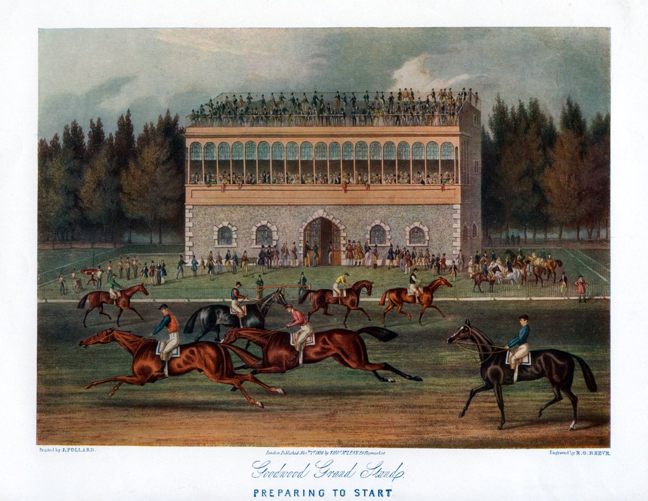 Goodwood Grand Stand, forbereder sig til start, 1836. af Richard Gibson Reeve