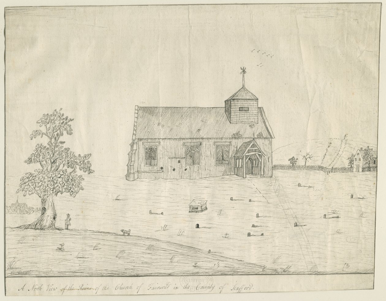 Afskedskirken: pennetegning, nd [slut 1700-tallet] (tegning) af Richard Greene