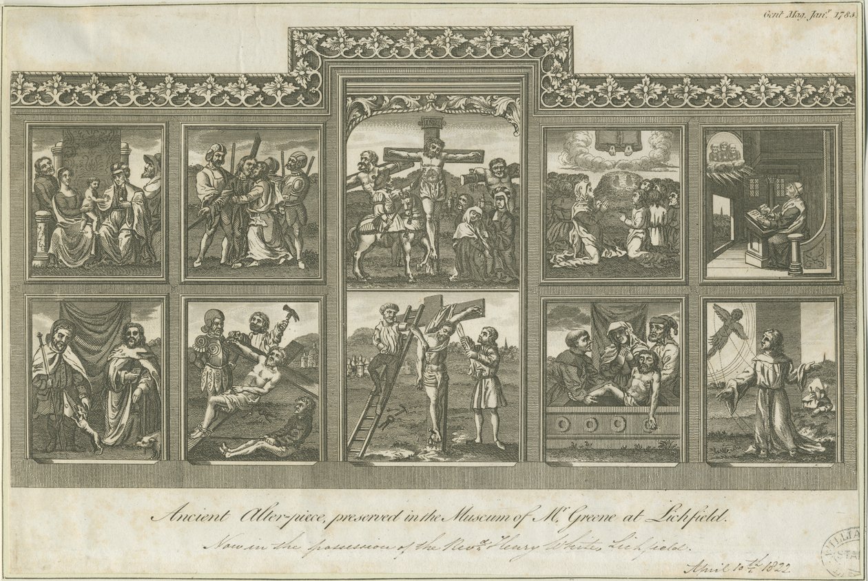 Lichfield - Ancient Alter-Piece: gravering, nd [c 1785] (tryk) af Richard Greene