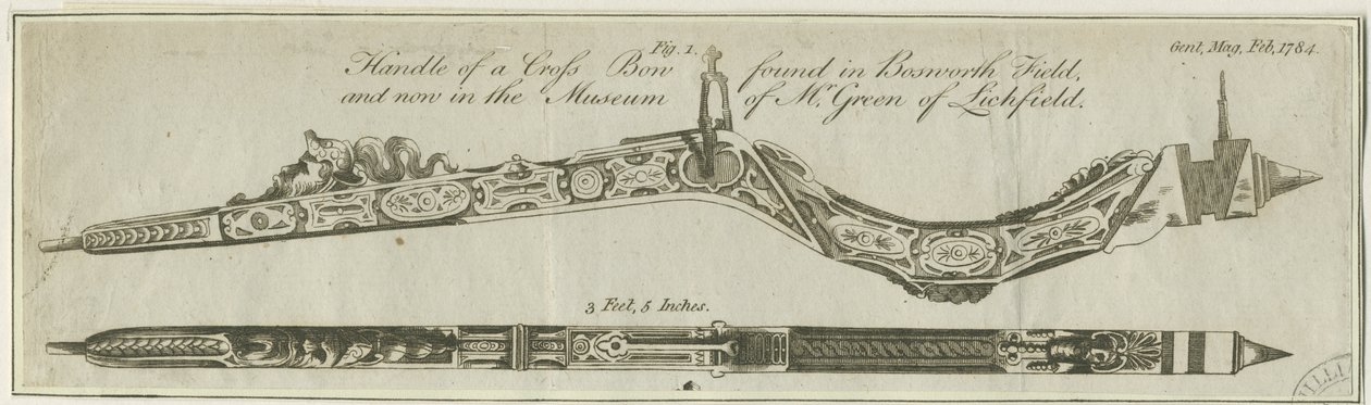 Lichfield - Håndtag af armbrøst: gravering og [c 1784] (tryk) af Richard Greene