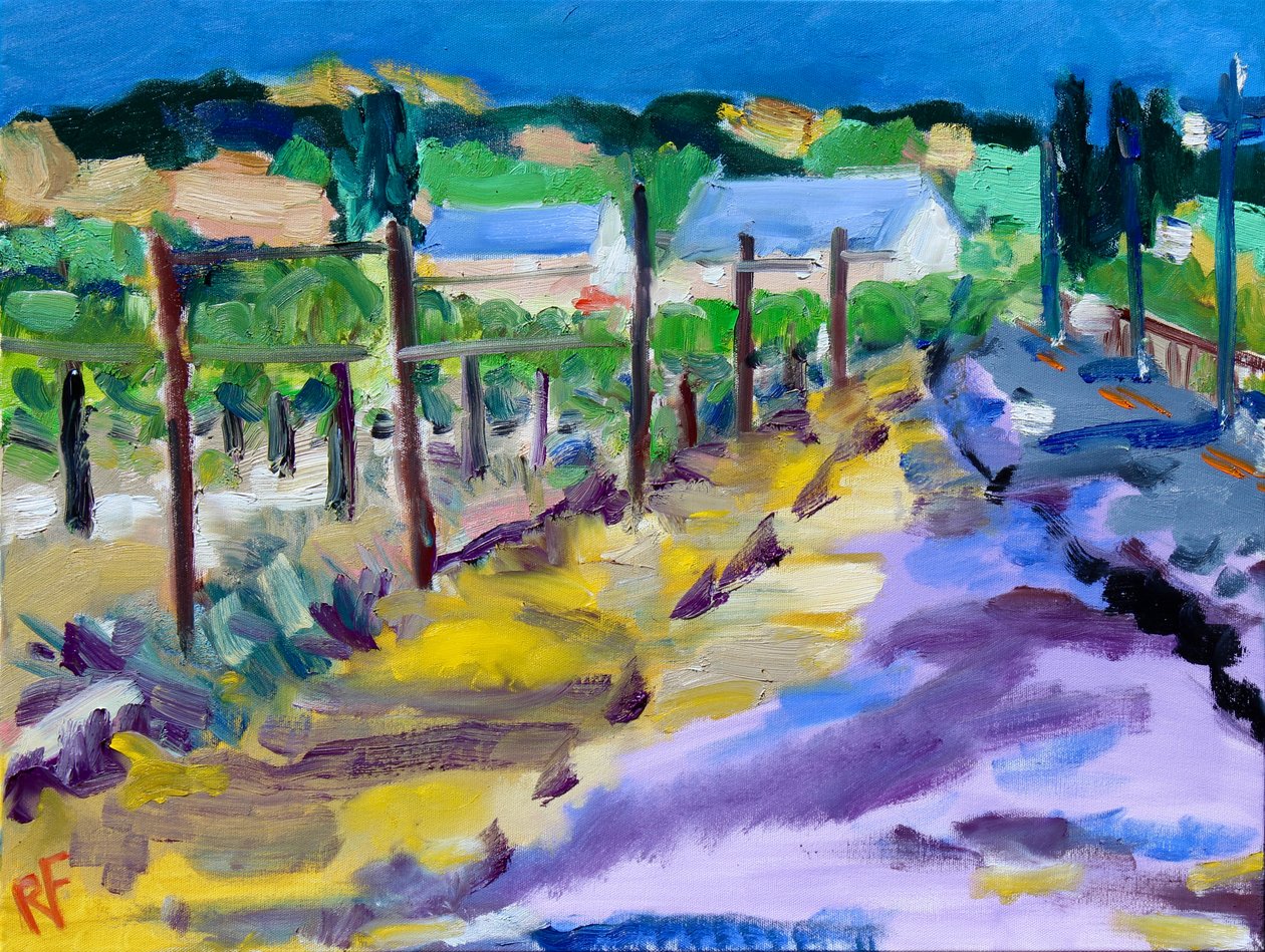 Vineyard Outside Santa Rosa, 2021 (olie på lærred) af Richard H. Fox