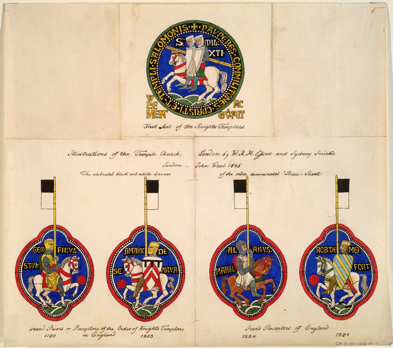 Tempelriddernes segl fra 1180, 1203, 1224, 1234, 1845 af Richard Hamilton Essex
