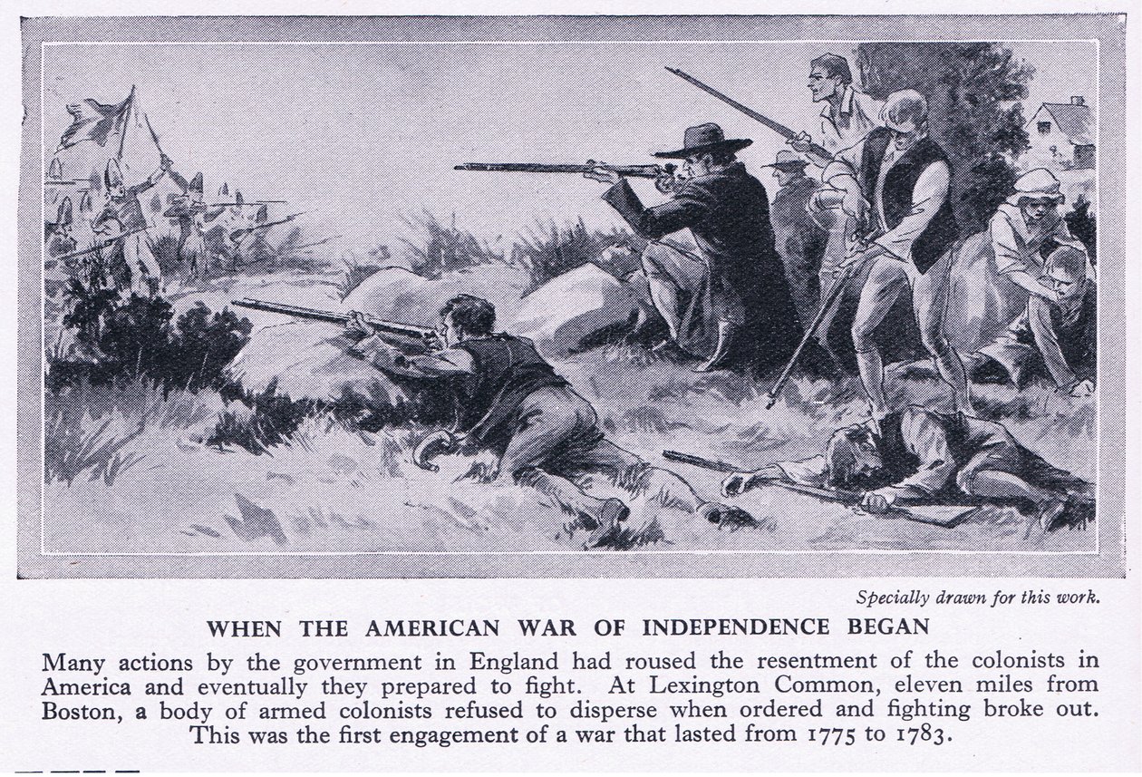 Da den amerikanske uafhængighedskrig begyndte 1775 e.Kr., ca. 1950 af Richard Henry Brock