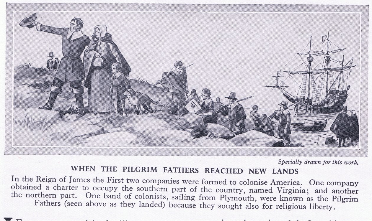 Da pilgrimsfædrene nåede nye lande, ca. 1950 af Richard Henry Brock