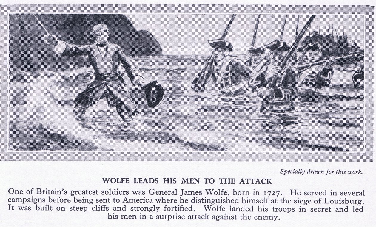 Wolfe leder sine mænd til at angribe. Canada 1759 e.Kr., ca. 1950 af Richard Henry Brock