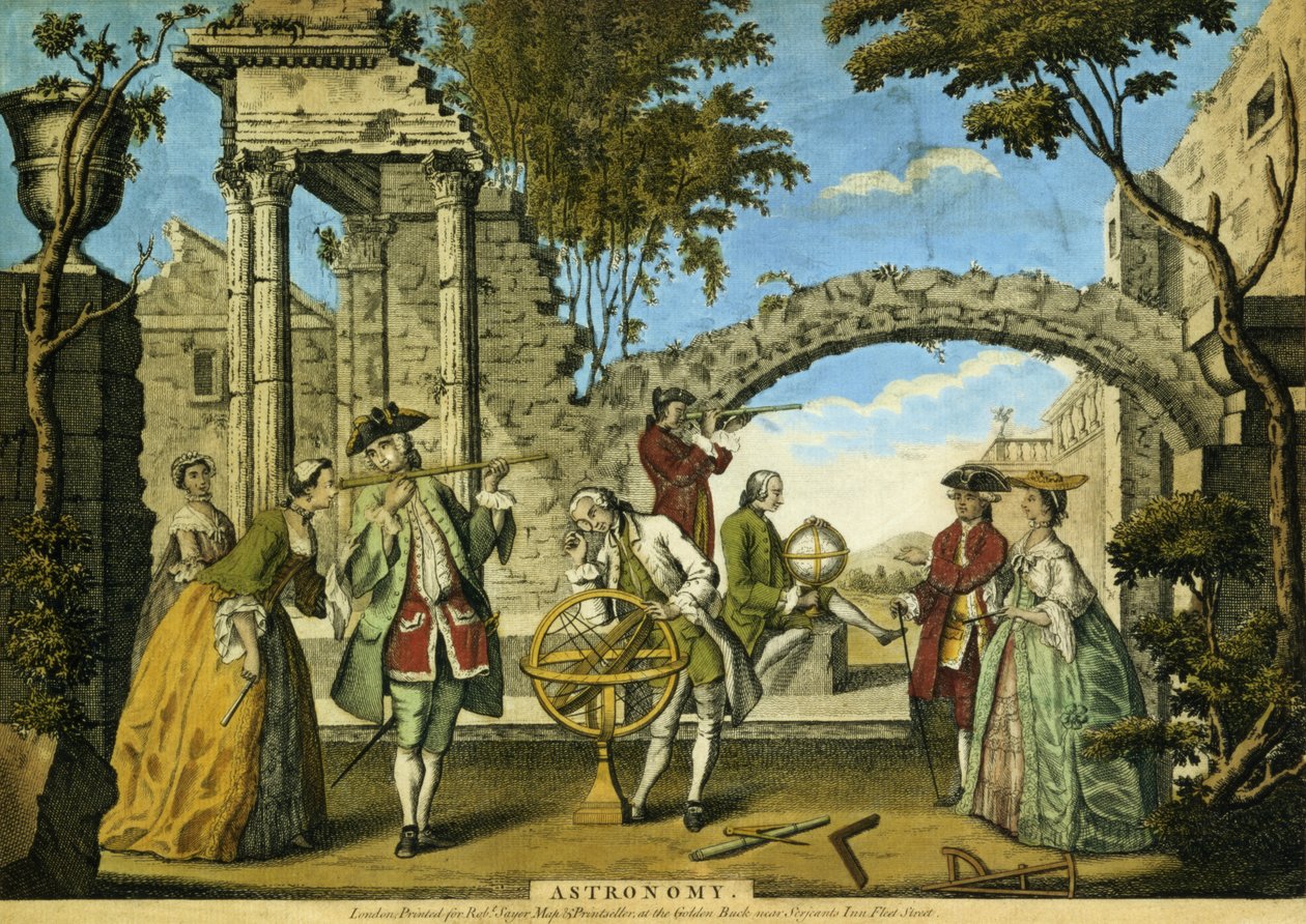 Astronomi, pub. af Robert Sayer (fl.1750-80) c.1750 (akvatinte) af Richard Houston