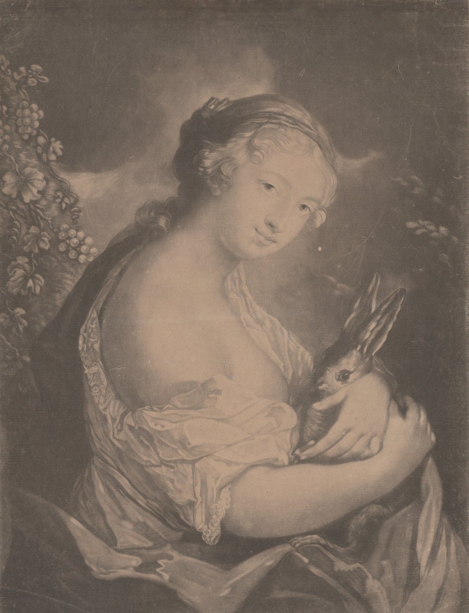 Efterår: en ung kvinde, der holder en kanin, 1775. af Richard Houston