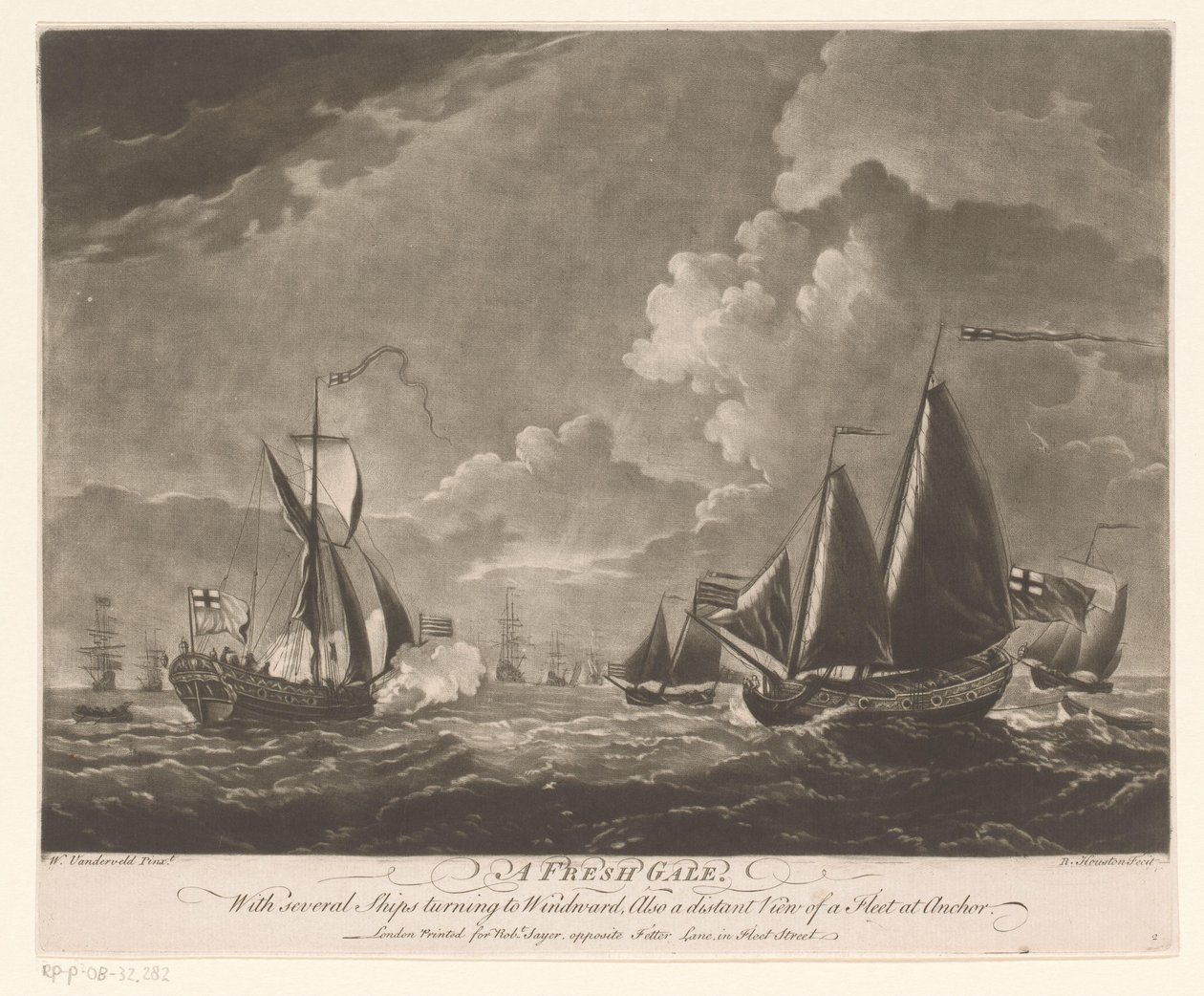 Flåde på et oprørt hav A Fresh Gale (titel på objekt) af Richard Houston