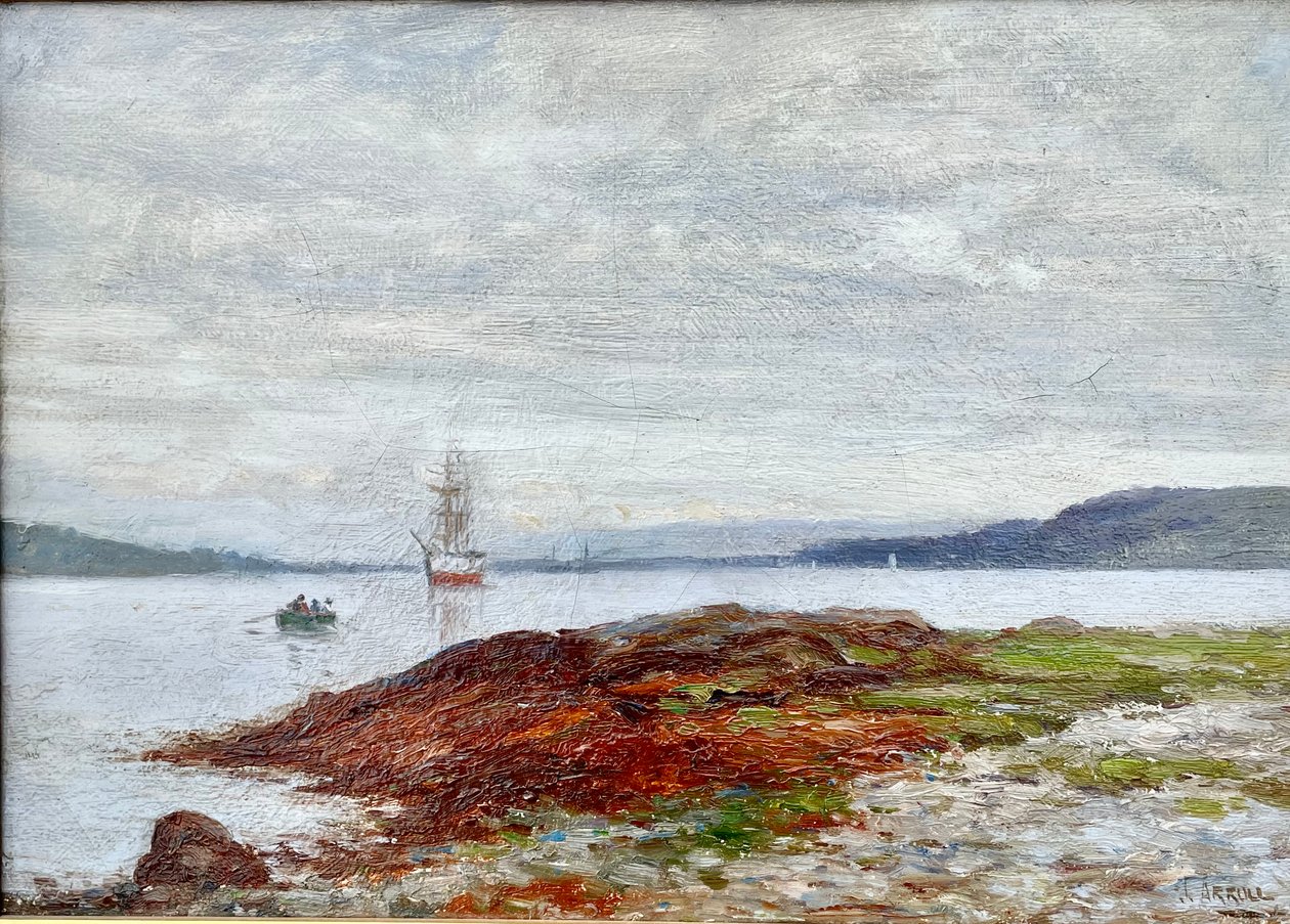 Rowing to Shore, ca. 1900-10 (olie på lærred) af Richard Hubbard Arroll