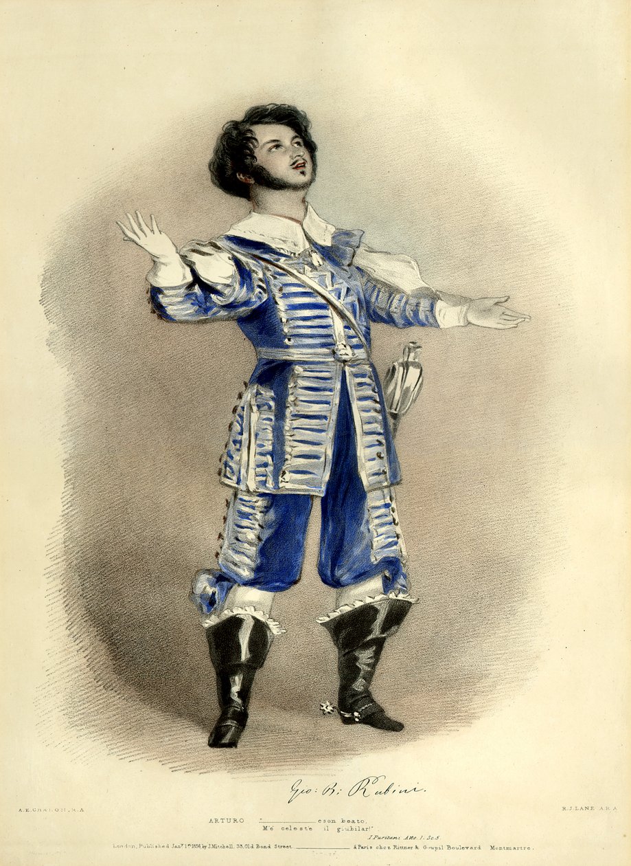 I Puritani med Giovanni Rubini som Arturo (skabte rollen) fra første produktion i Paris, Théâtre-Italien af Richard James Lane