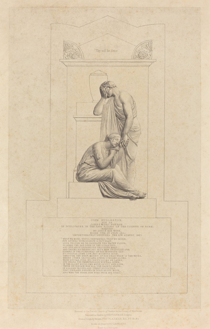 Monument til John Hudleston af Richard James Lane after John Flaxman