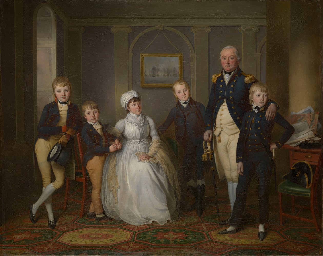 Kaptajn Richard Grindall (1750-1820) og hans familie, ca. 1800 (olie på lærred) af Richard Livesay