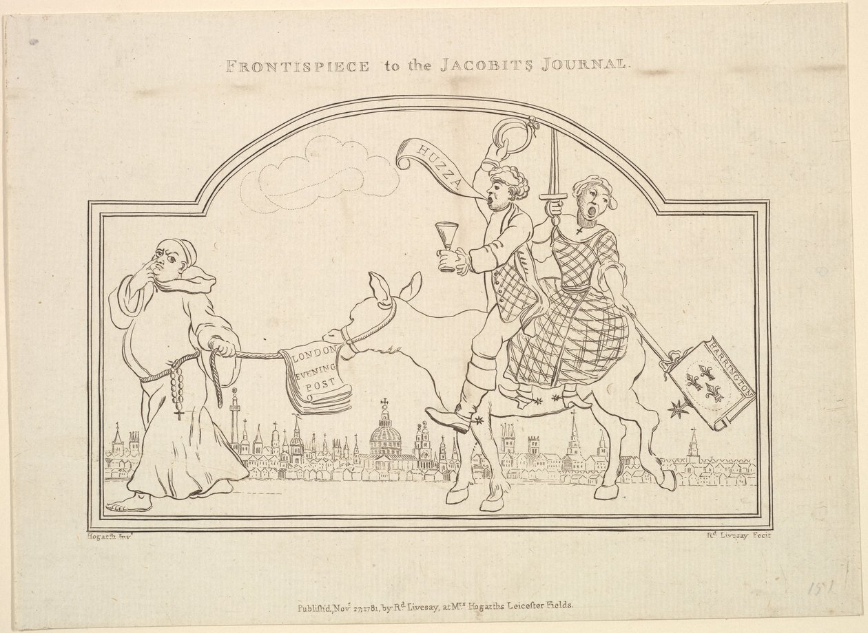 Frontispice til The Jacobites Journal, 27. november 1781. af Richard Livesay