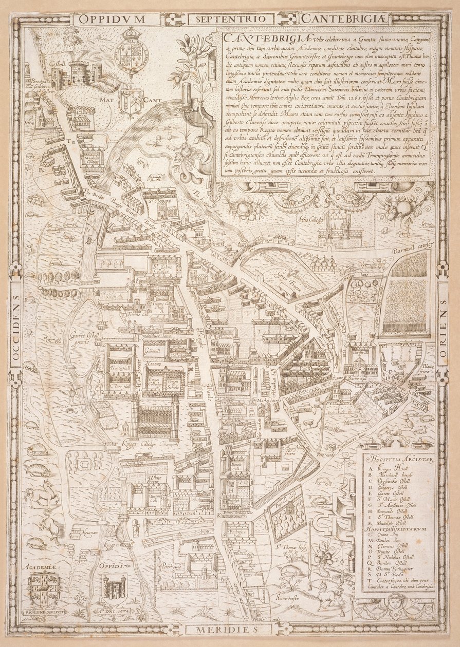 Kort over Cambridge, fra Caius 