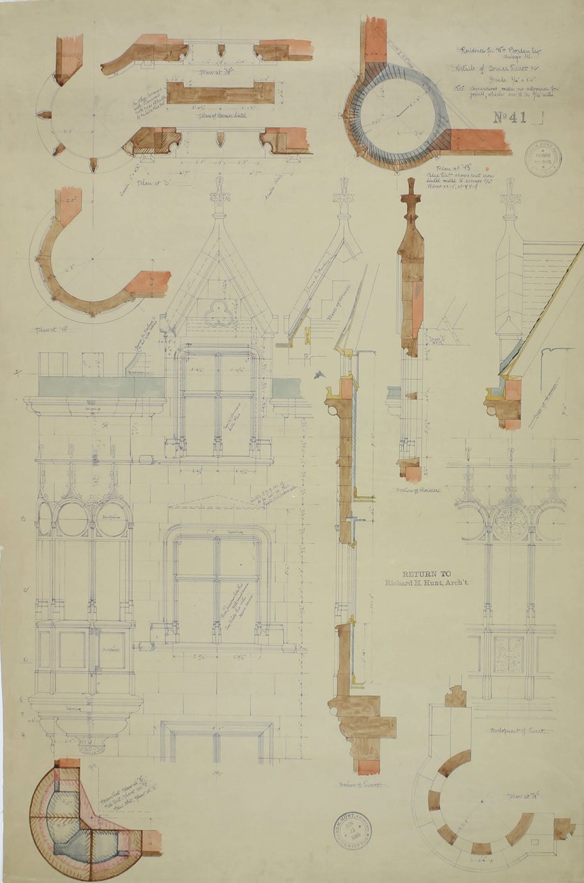 William Borden Esq. House, Chicago, Illinois, detalje af Richard Morris Hunt