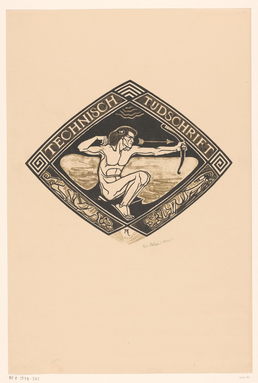 Forsidedesign til: Technical Magazine, 1914 af Richard Nicolaüs Roland Holst (signed by artist)