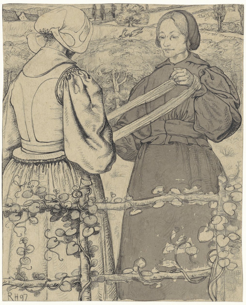 Huiser-piger, der vinder garn af Richard Nicolaüs Roland Holst