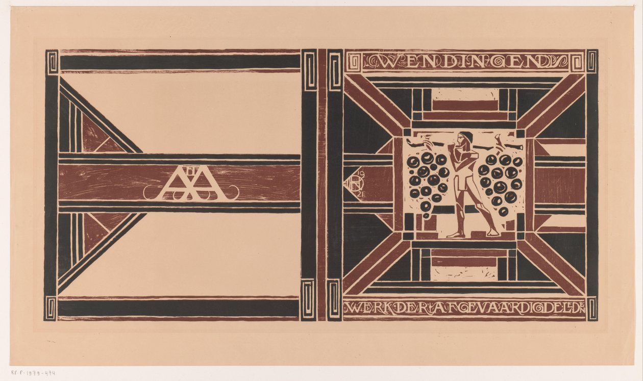 Omslagsdesign for: Wendingen, 1921 De delegerede medlemmers arbejde (titel på objekt) af Richard Nicolaüs Roland Holst