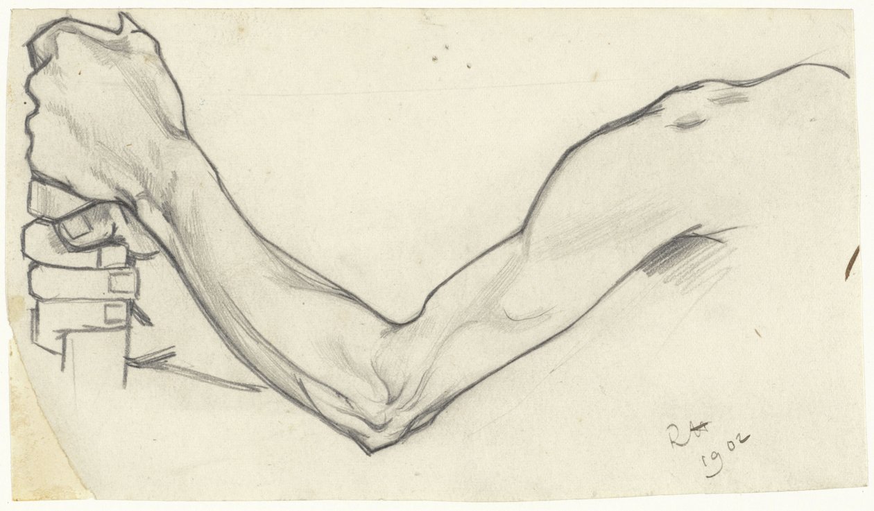 Studie af en venstre arm, der holder en pind af Richard Nicolaüs Roland Holst