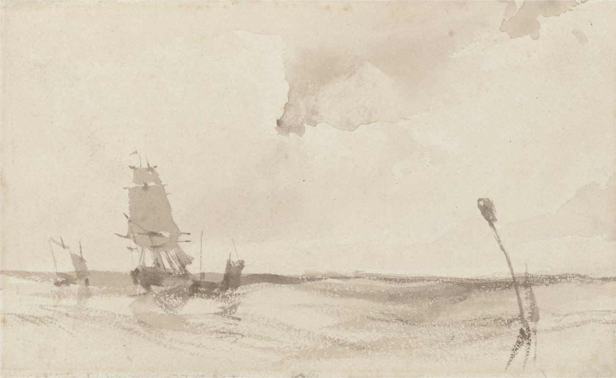 Et havlandskab (sepiavask på papir) af Richard Parkes Bonington