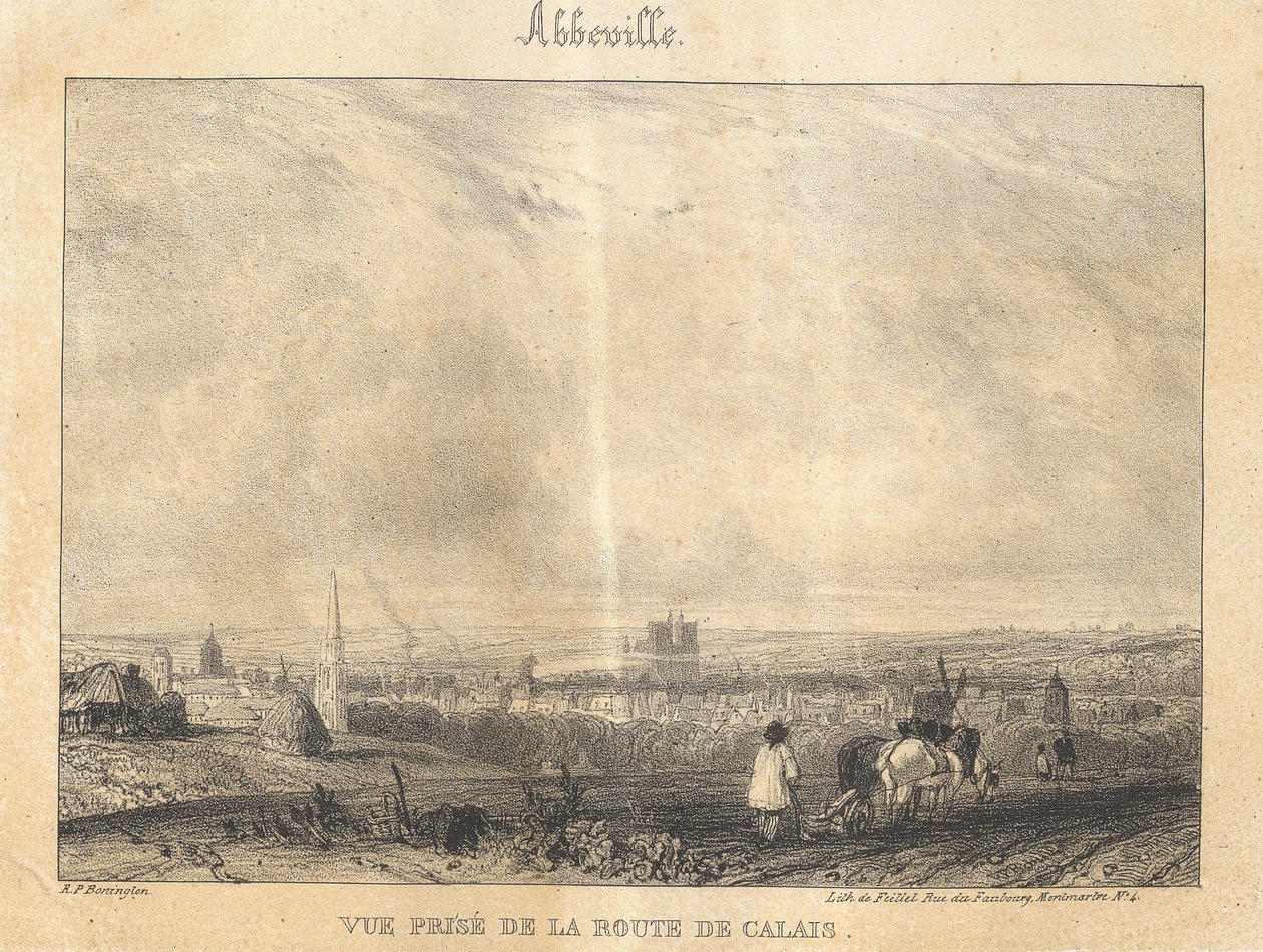 Abbeville - Udsigt taget fra vejen til Calais af Richard Parkes Bonington