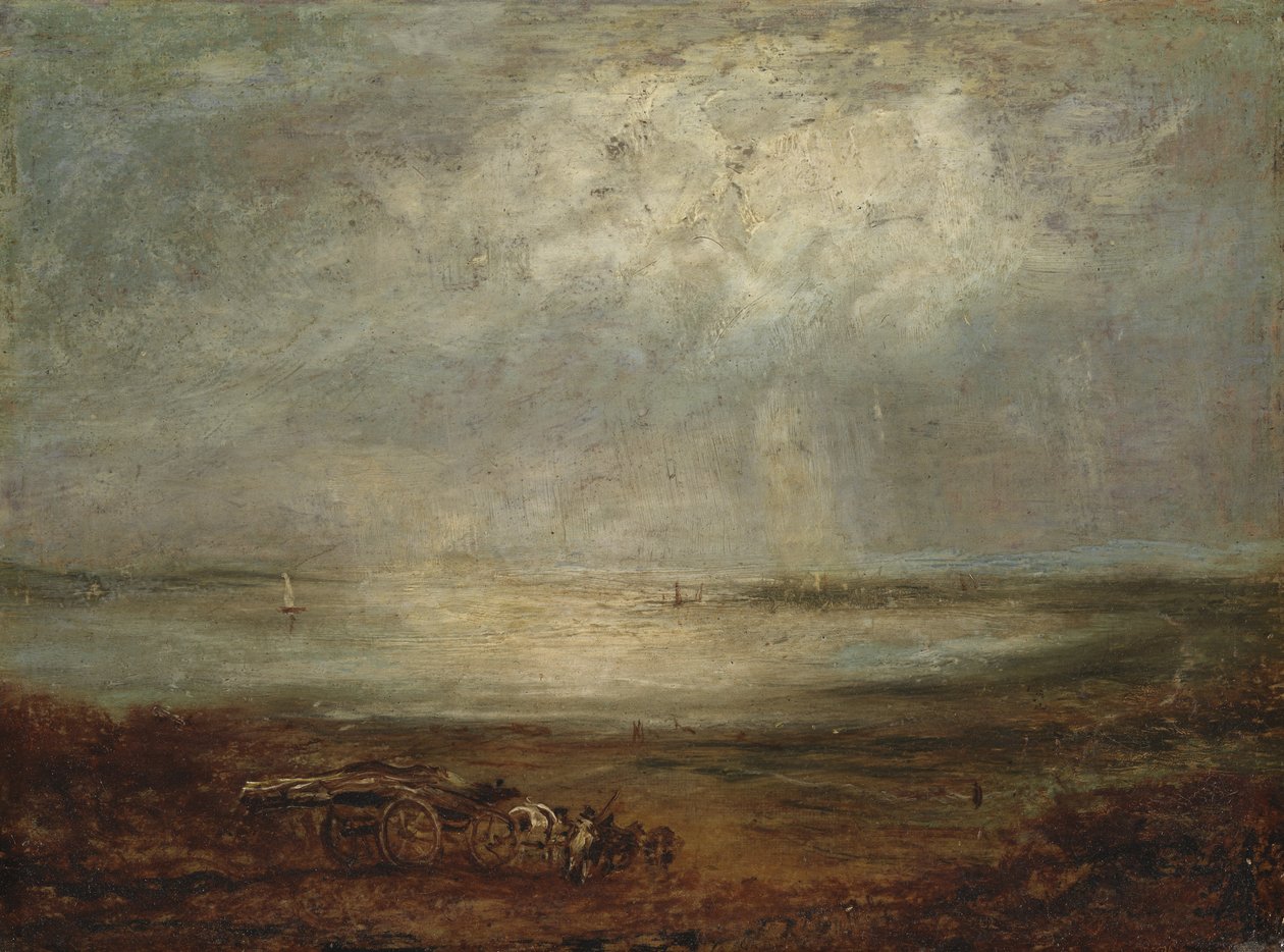 Strandscene med vogn og hest, 1825 af Richard Parkes Bonington