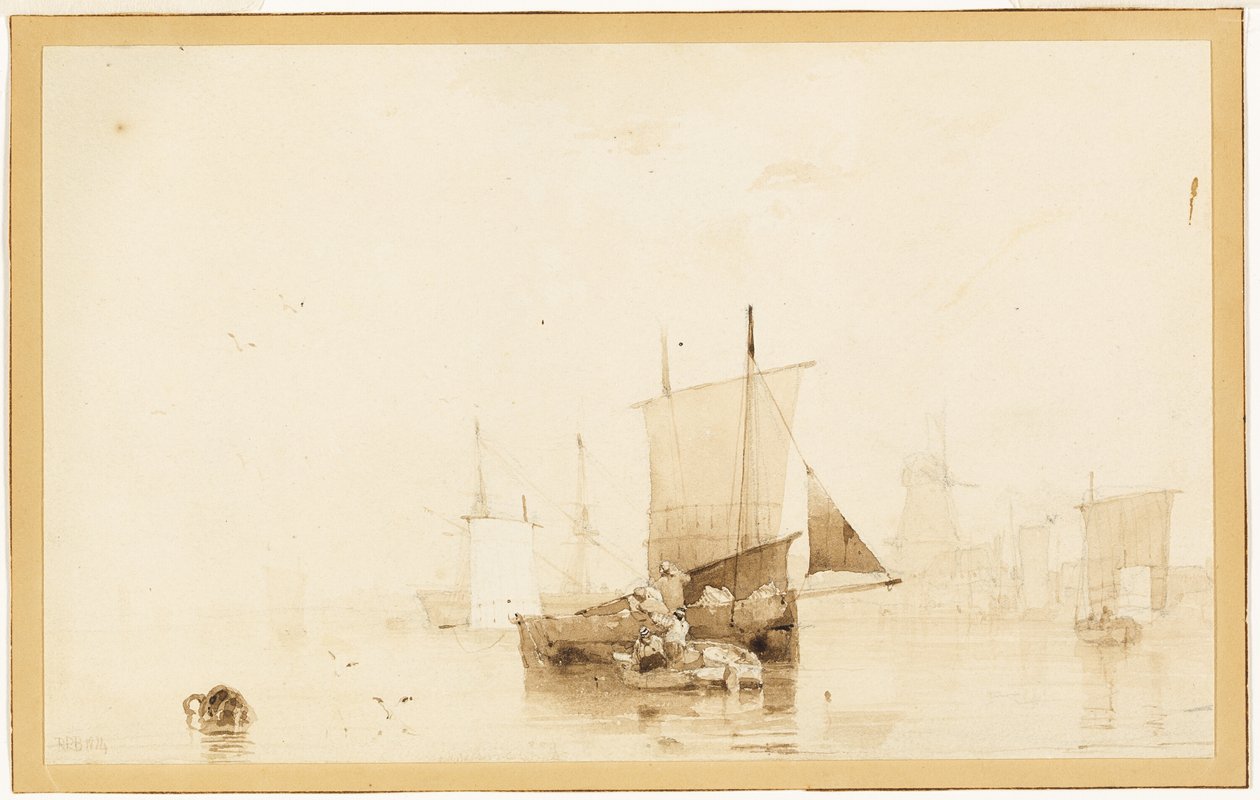 Både i en havn af Richard Parkes Bonington