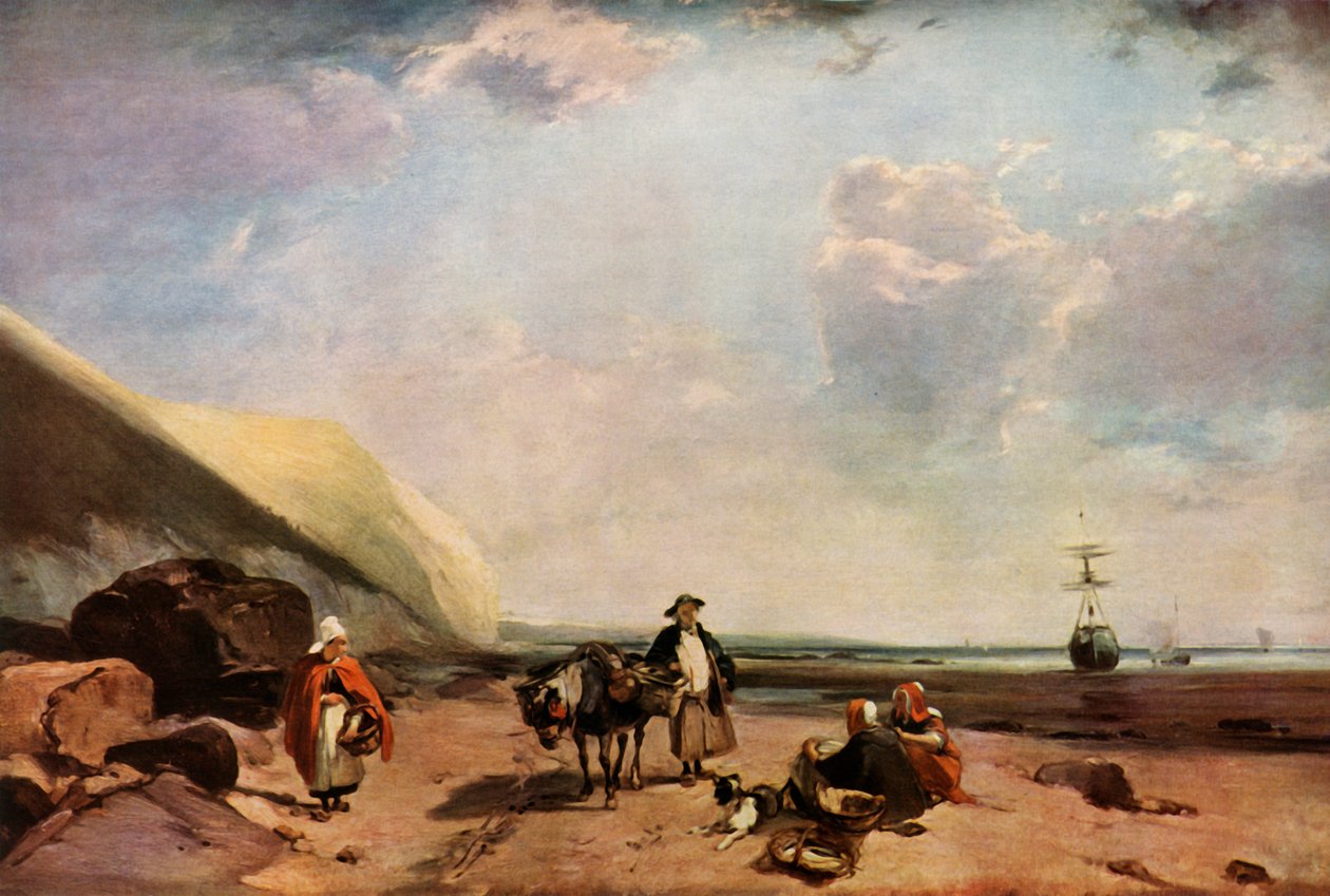 Fiskere ved Normandiets kyst, Frankrig, c1824, 1934. af Richard Parkes Bonington