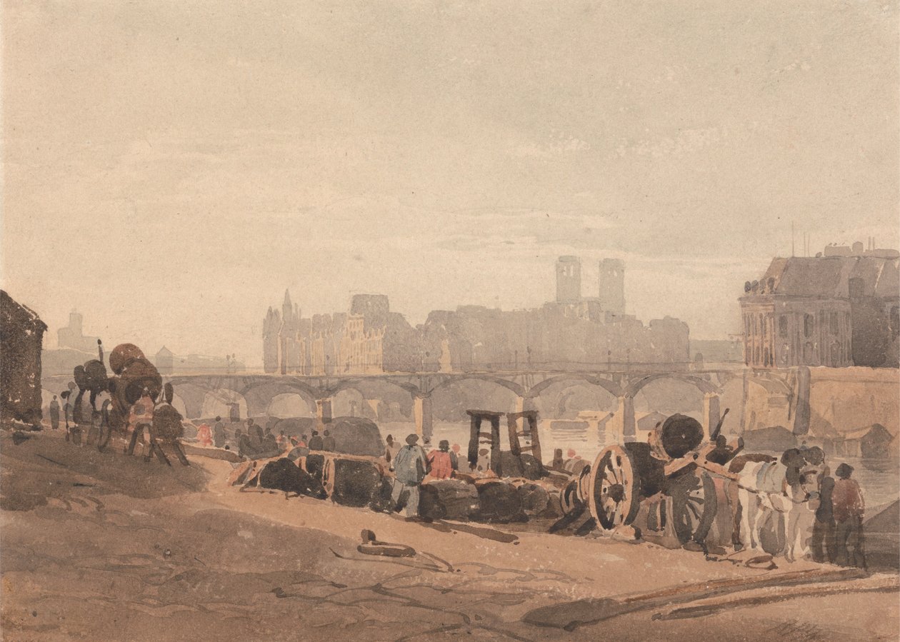 Île de la Cité af Richard Parkes Bonington