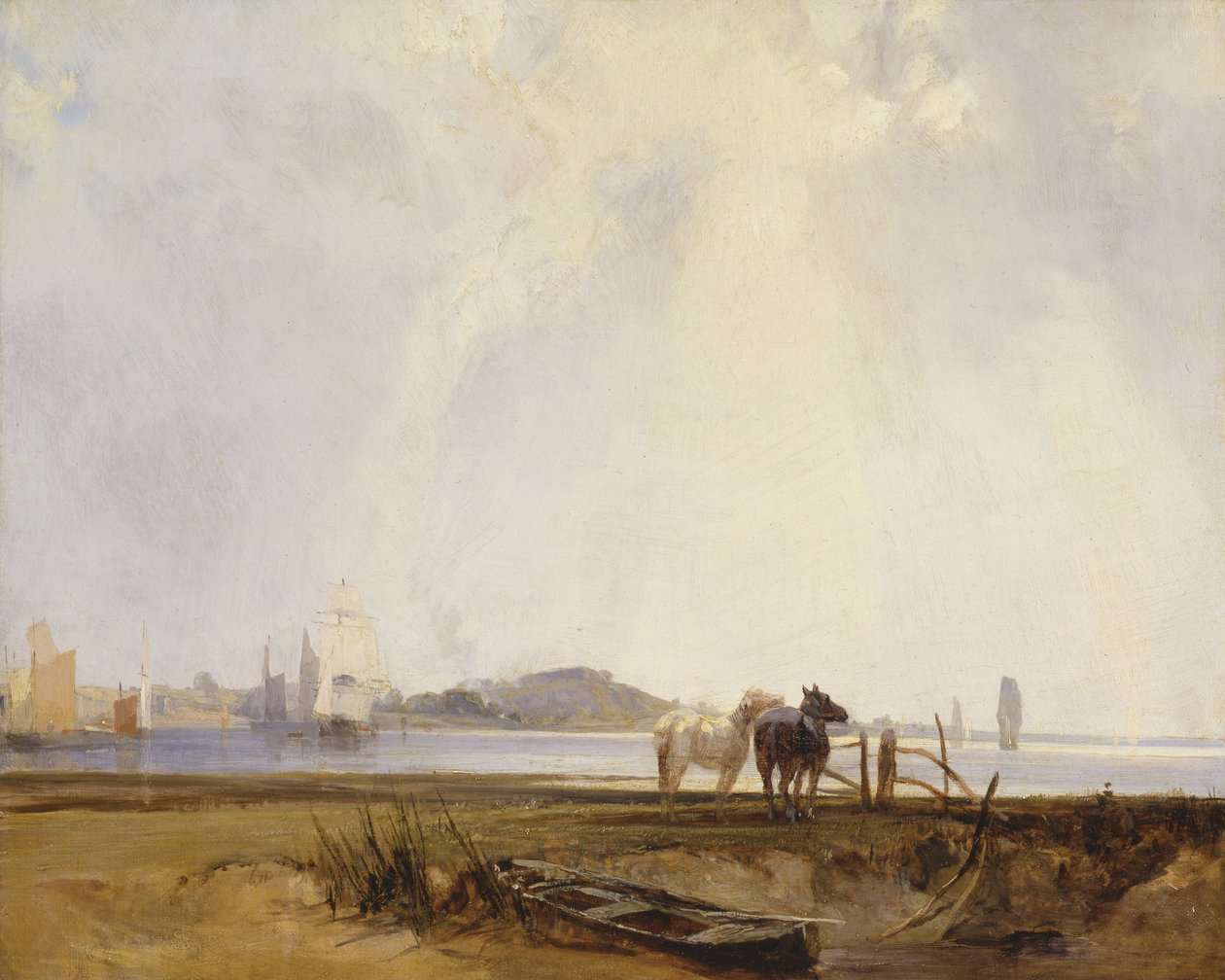 Landskab nær Quilleboeuf, Frankrig, ca. 1824-25 (olie på lærred) af Richard Parkes Bonington