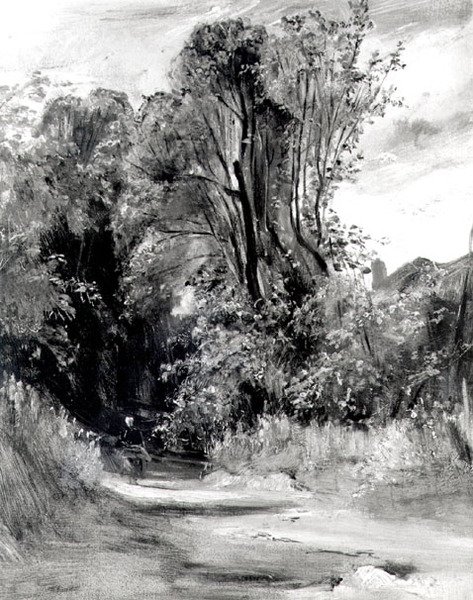 Bane gennem en skov (panel) af Richard Parkes Bonington