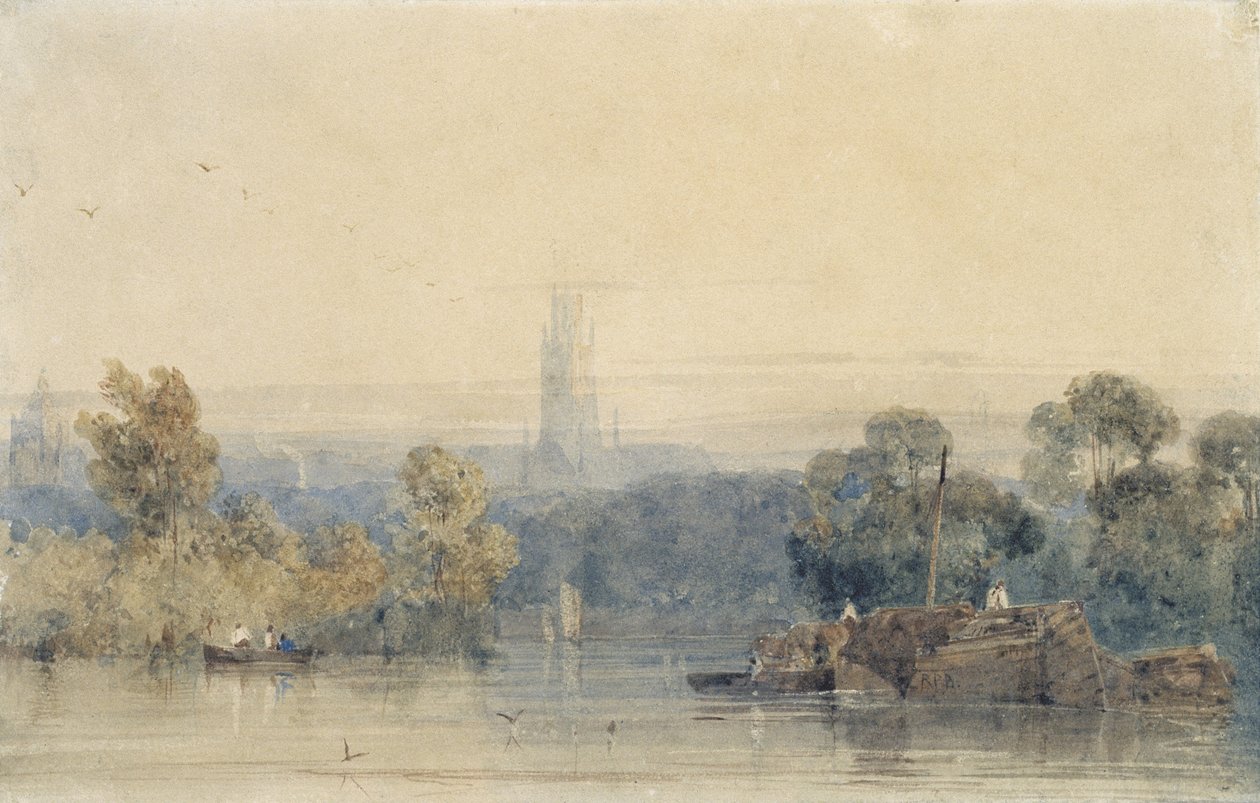 Nær Boston, Lincolnshire (grafit og akvarel på papir) af Richard Parkes Bonington