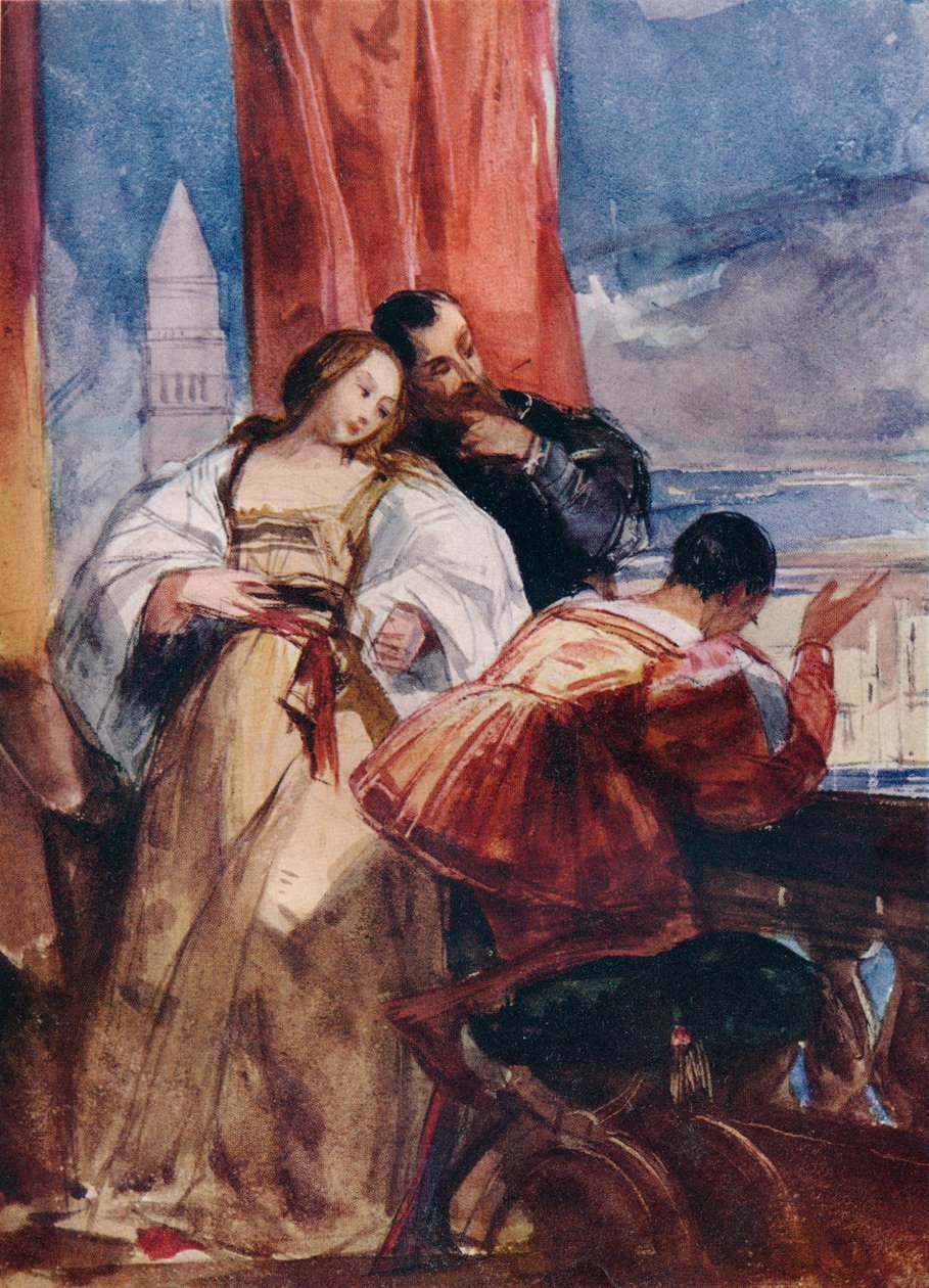 På balkonen, Venedig, c1826. af Richard Parkes Bonington