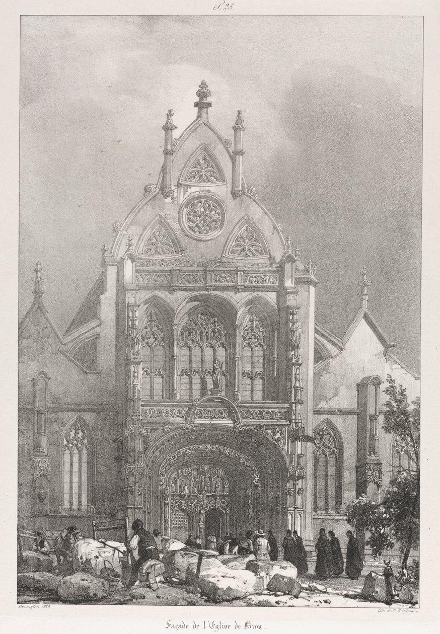 Maleriske og romantiske ture i det gamle Frankrig, Franche-Compté: Forsiden af kirken i Brou af Richard Parkes Bonington