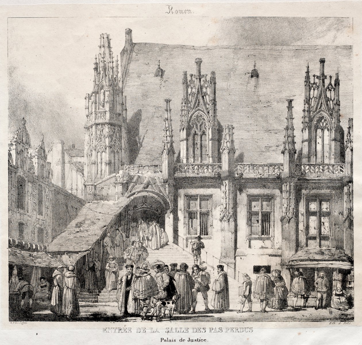 Rouen: Indgang til Salle des Pas Perdus, Justitspaladset af Richard Parkes Bonington
